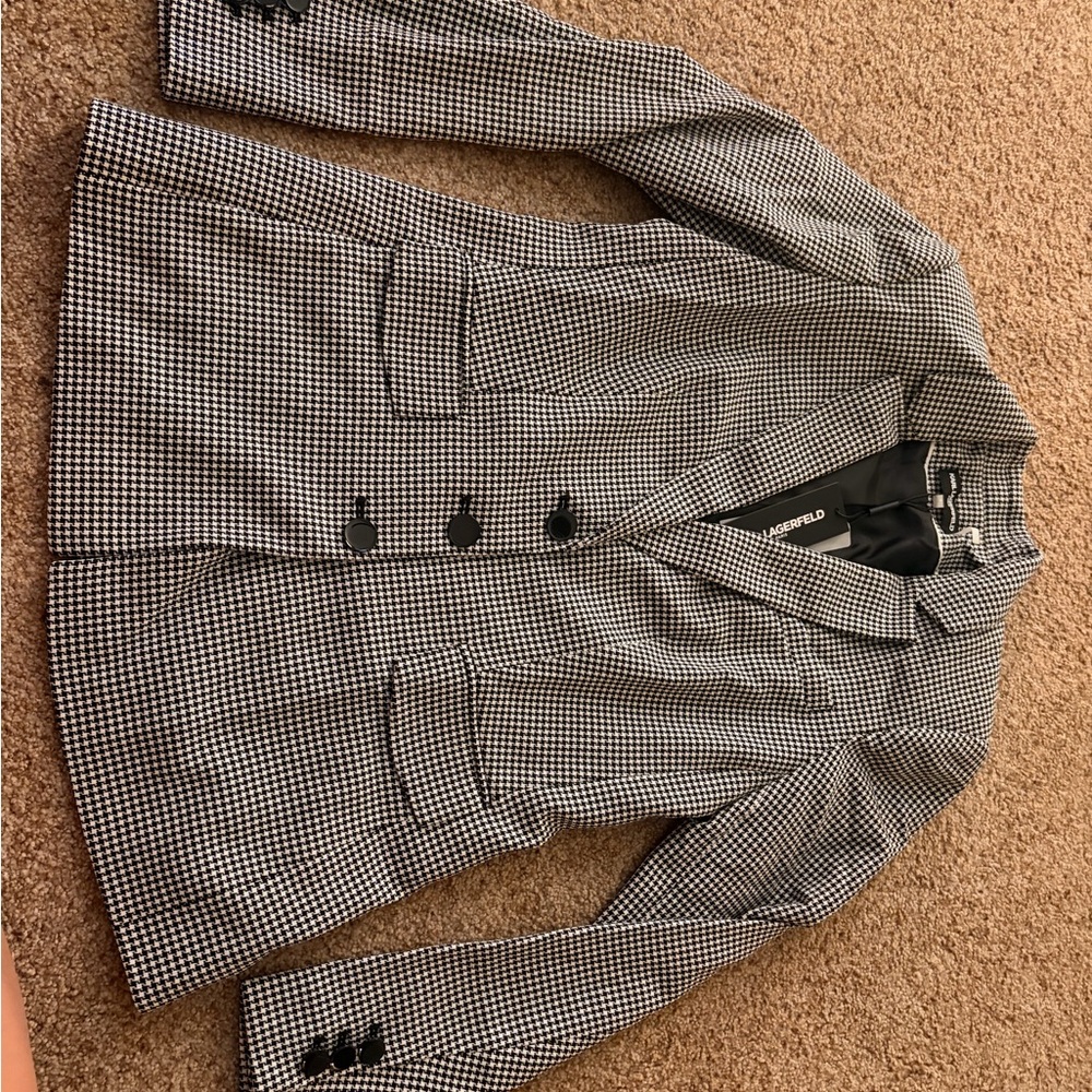 Karl Lagerfeld Monochrome Houndstooth Jacket - Picture 2 of 3